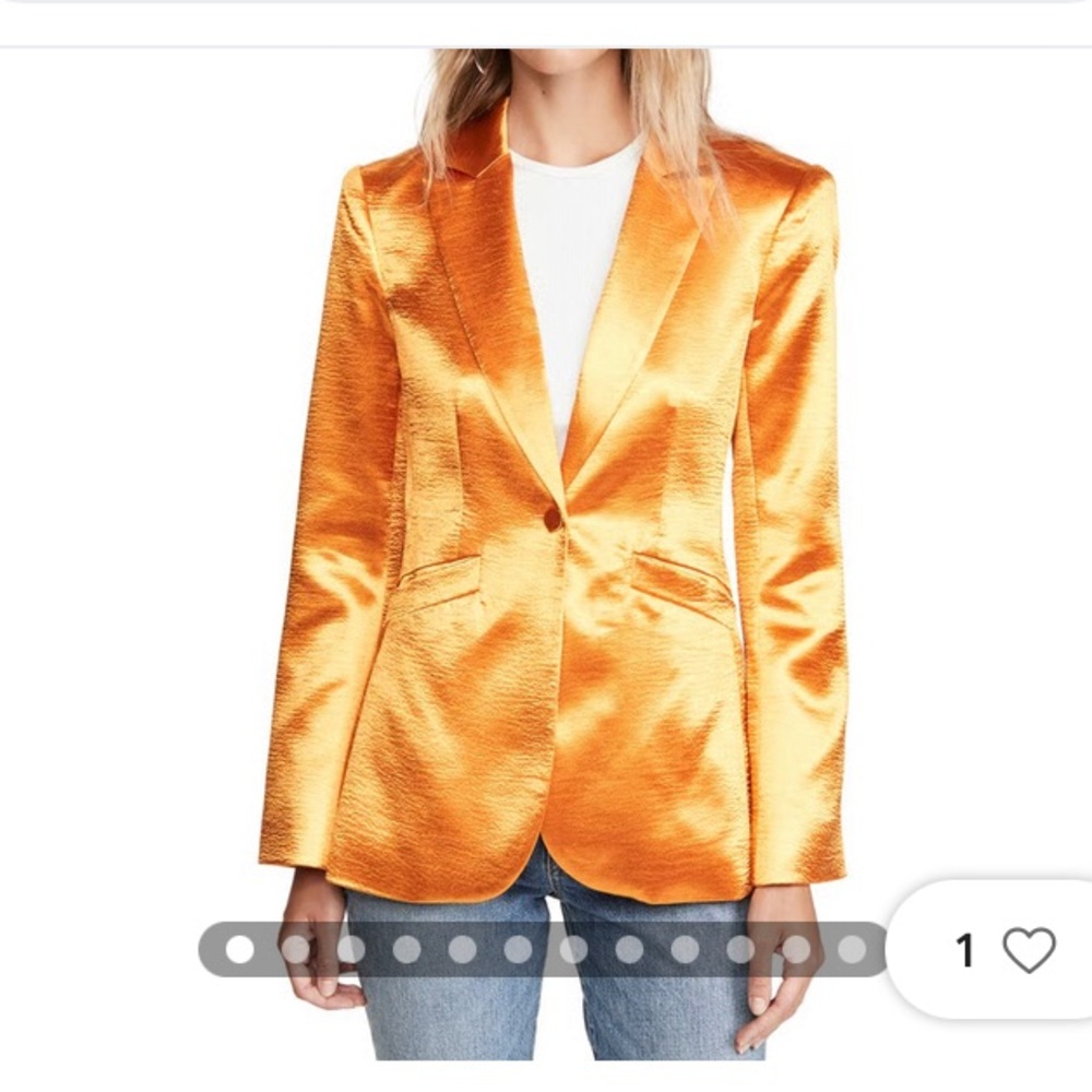 Cinq a Sept Colleen Hammered Satin Blazer Citrine Size 6